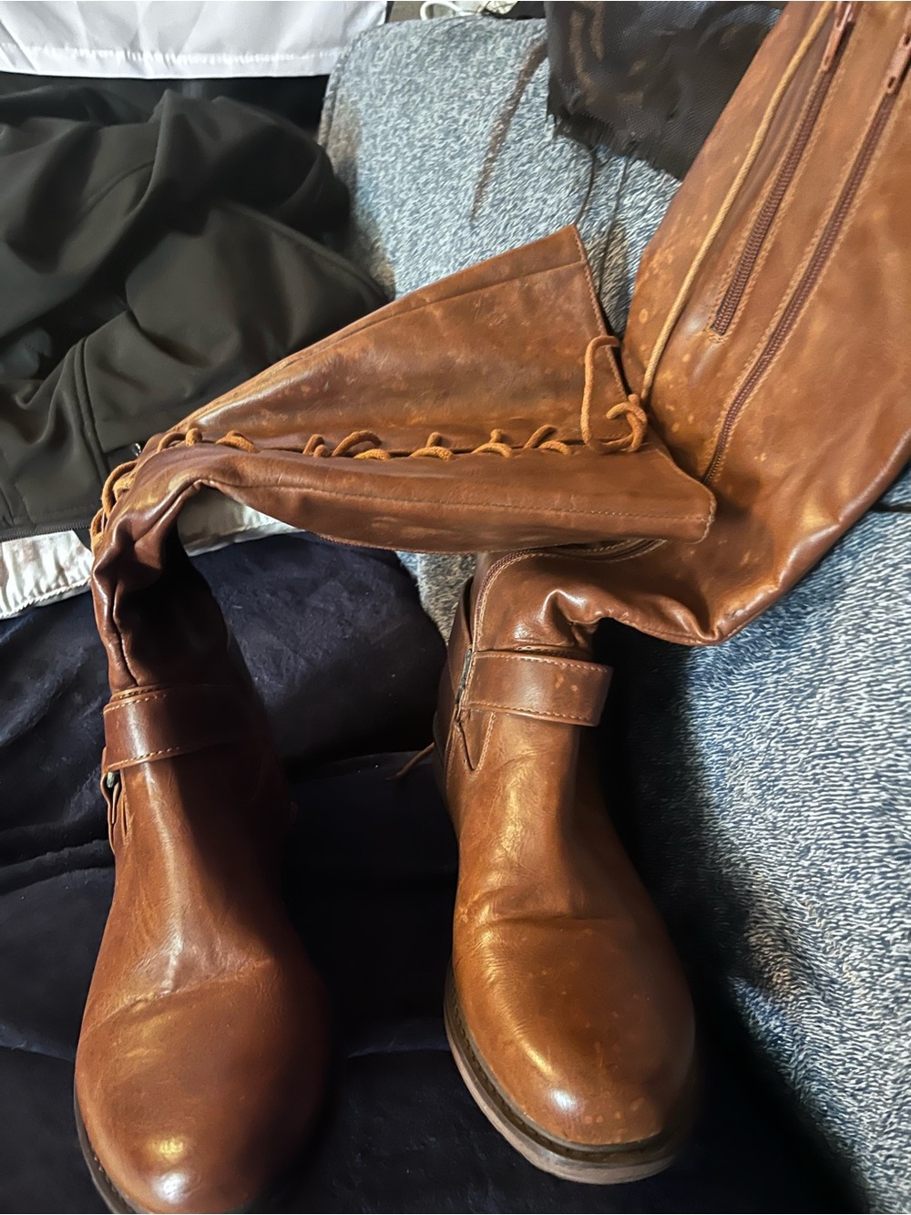 Pierre Dumas Cognac Brown Lace-Up Women's Boots